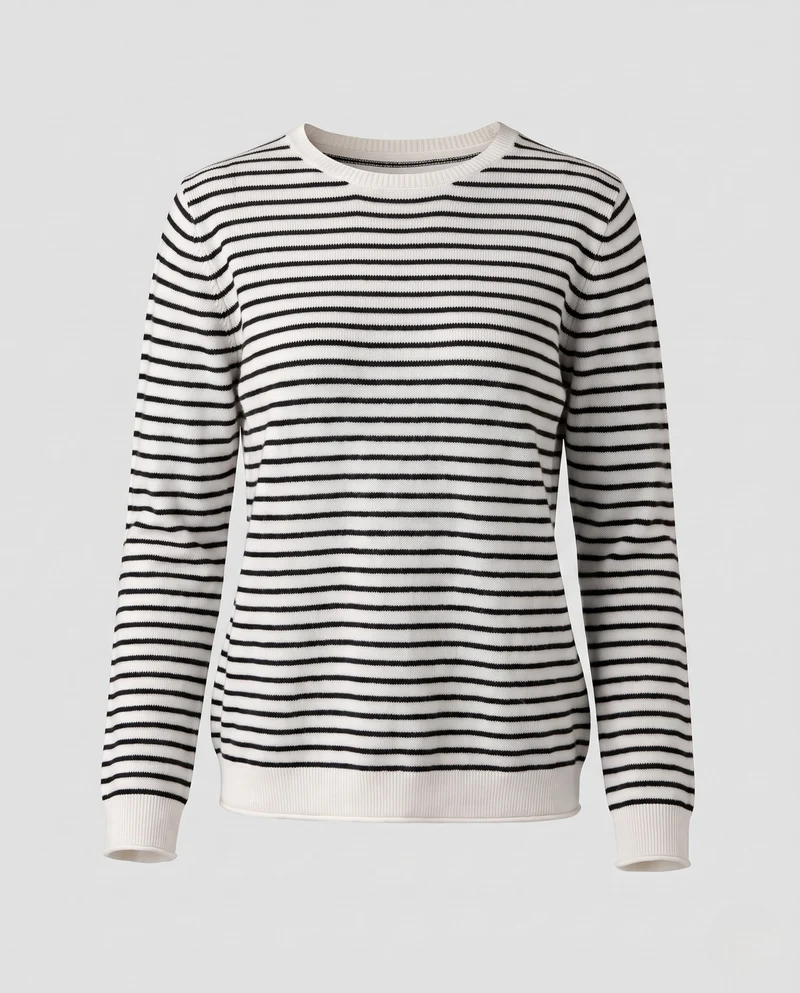 Damen feinstrickpullover mit zartem Streifenmuster, Bootsausschnitt und kaschmirähnlichem Gefühl Nord Taschen