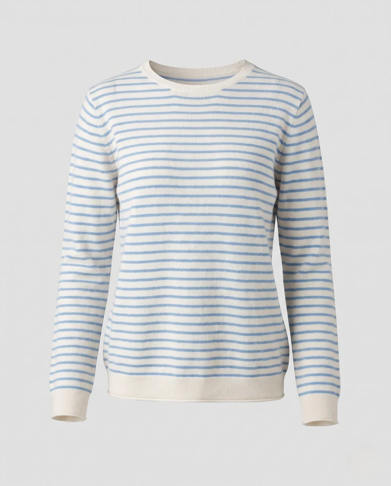 Damen feinstrickpullover mit zartem Streifenmuster, Bootsausschnitt und kaschmirähnlichem Gefühl Nord Taschen