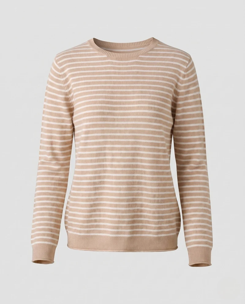 Damen feinstrickpullover mit zartem Streifenmuster, Bootsausschnitt und kaschmirähnlichem Gefühl Nord Taschen