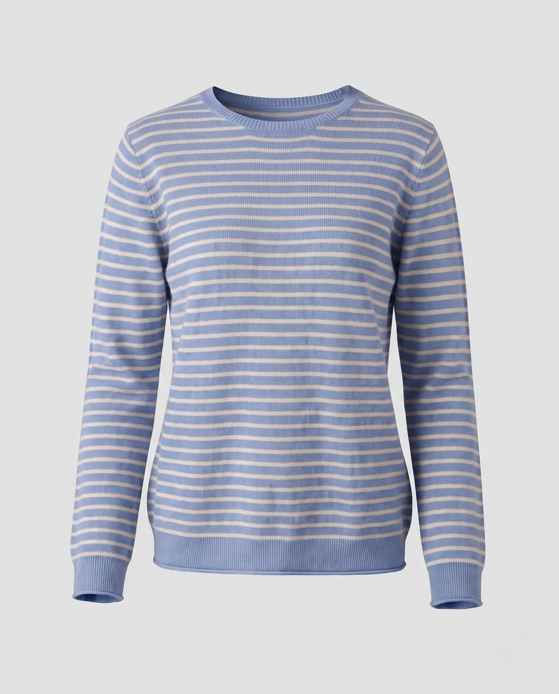 Damen feinstrickpullover mit zartem Streifenmuster, Bootsausschnitt und kaschmirähnlichem Gefühl Nord Taschen