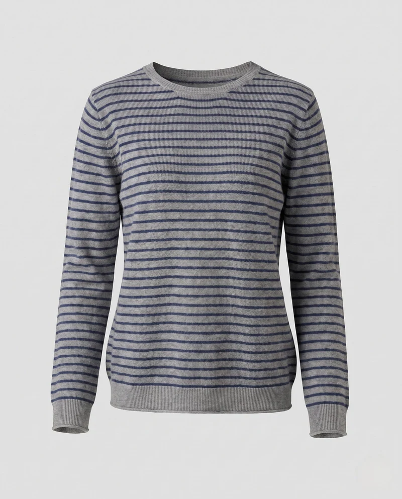 Damen feinstrickpullover mit zartem Streifenmuster, Bootsausschnitt und kaschmirähnlichem Gefühl Nord Taschen