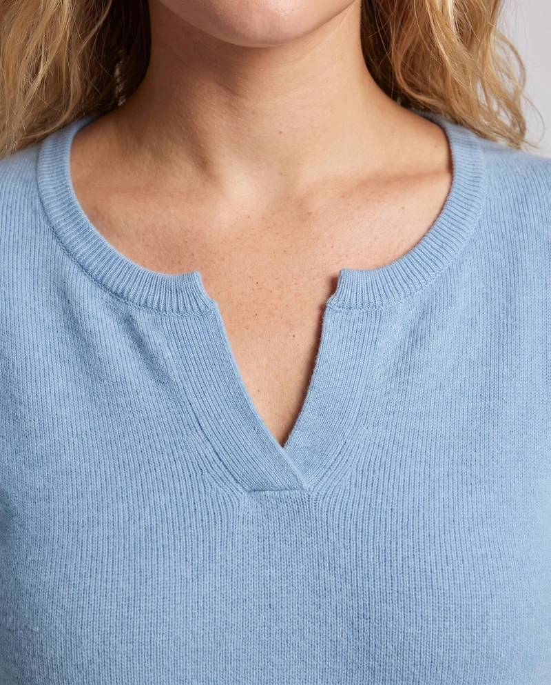Damen feingestrickter Pullover mit kleinem Ausschnitt, Kaschmir-Look und taillierter Silhouette Nord Taschen