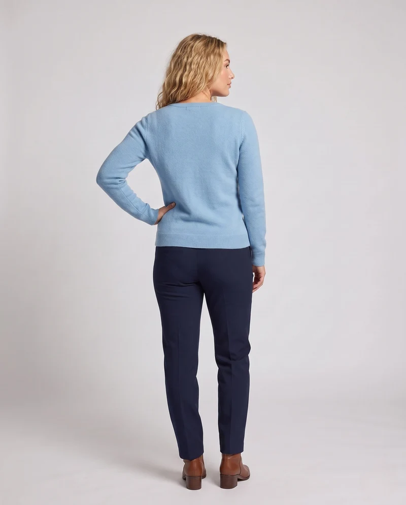 Damen feingestrickter Pullover mit kleinem Ausschnitt, Kaschmir-Look und taillierter Silhouette Nord Taschen