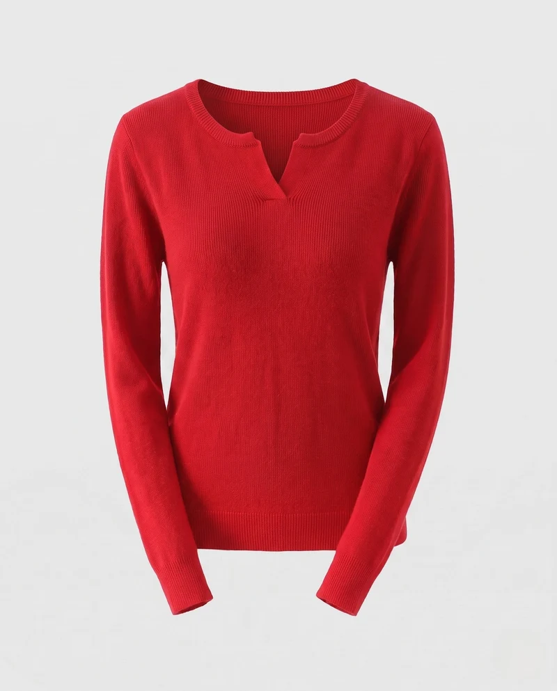Damen feingestrickter Pullover mit kleinem Ausschnitt, Kaschmir-Look und taillierter Silhouette Nord Taschen