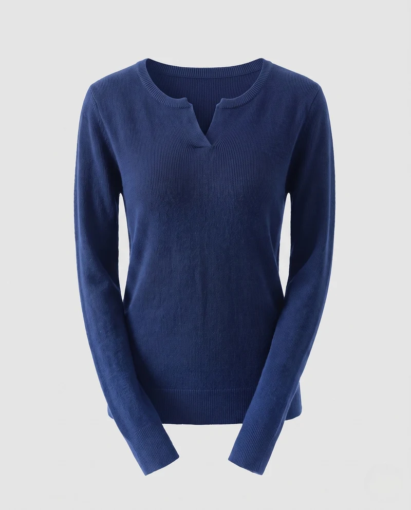Damen feingestrickter Pullover mit kleinem Ausschnitt, Kaschmir-Look und taillierter Silhouette Nord Taschen