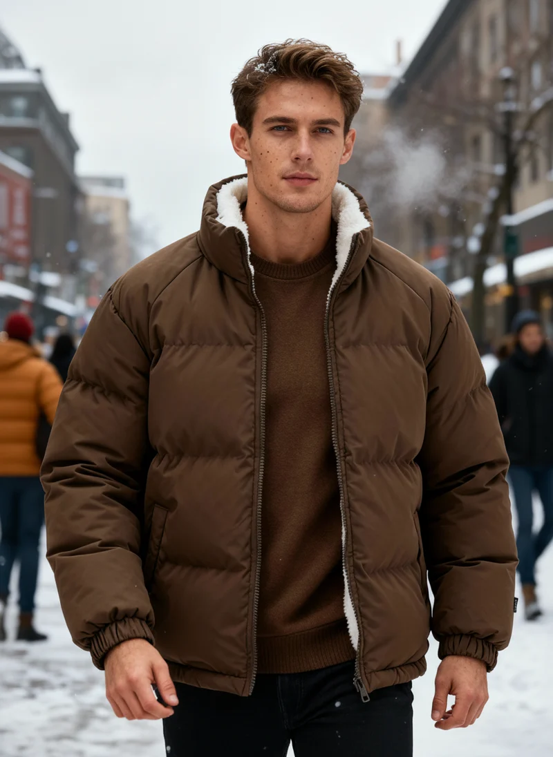 Thermo-Warm Gefüttert Modern Pufferjacke – Winter Komfort Fleece Herrenjacke - Arvani