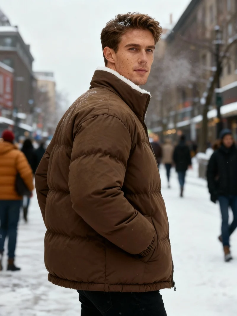 Thermo-Warm Gefüttert Modern Pufferjacke – Winter Komfort Fleece Herrenjacke - Arvani