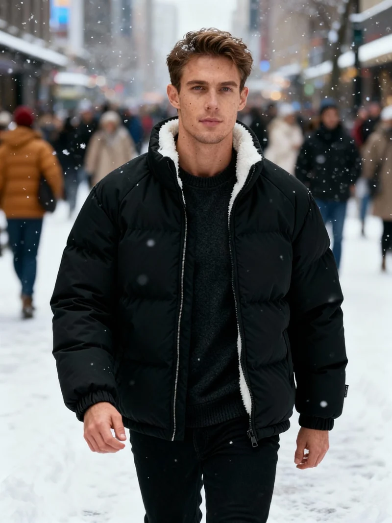 Thermo-Warm Gefüttert Modern Pufferjacke – Winter Komfort Fleece Herrenjacke - Arvani