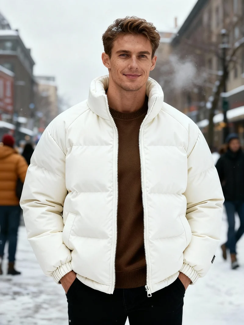 Thermo-Warm Gefüttert Modern Pufferjacke – Winter Komfort Fleece Herrenjacke - Arvani