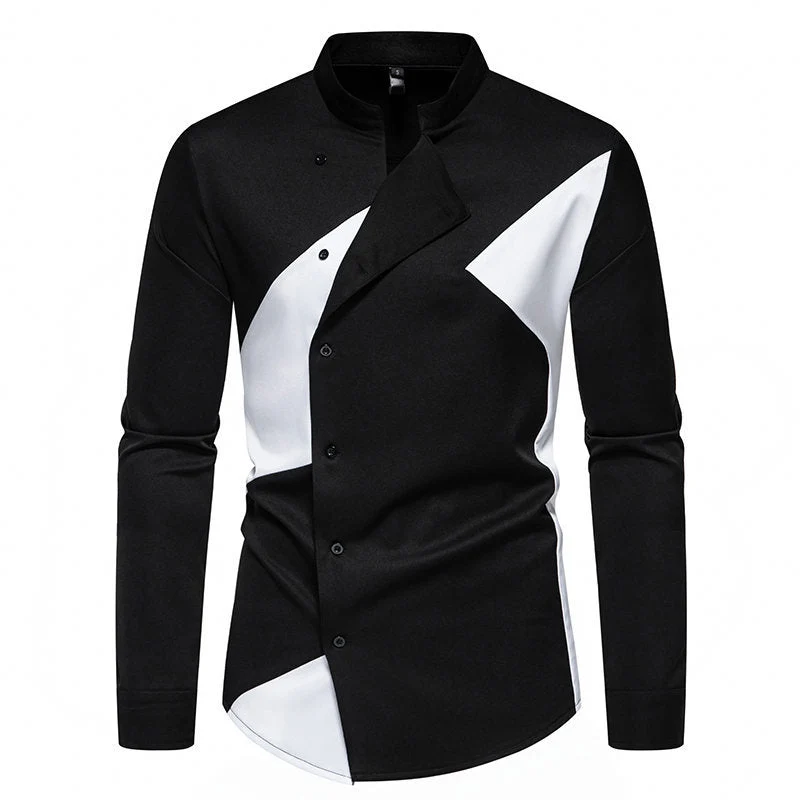 Herren Designer Hemd mit asymmetrischem Farbblock