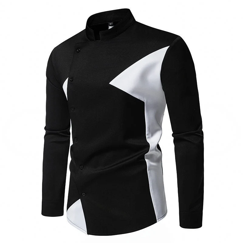 Herren Designer Hemd mit asymmetrischem Farbblock
