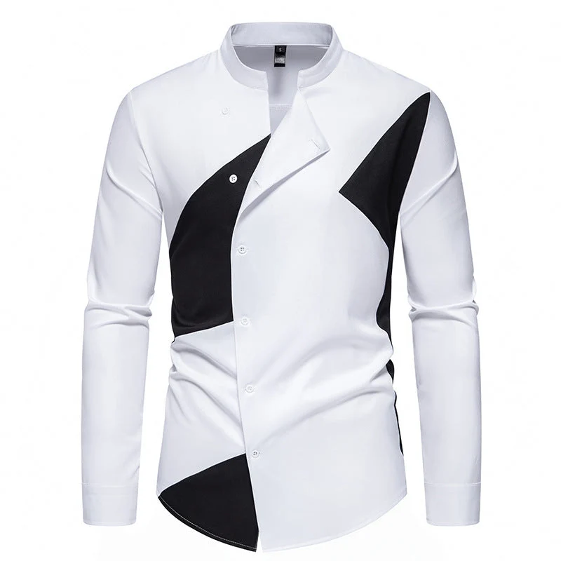 Herren Designer Hemd mit asymmetrischem Farbblock