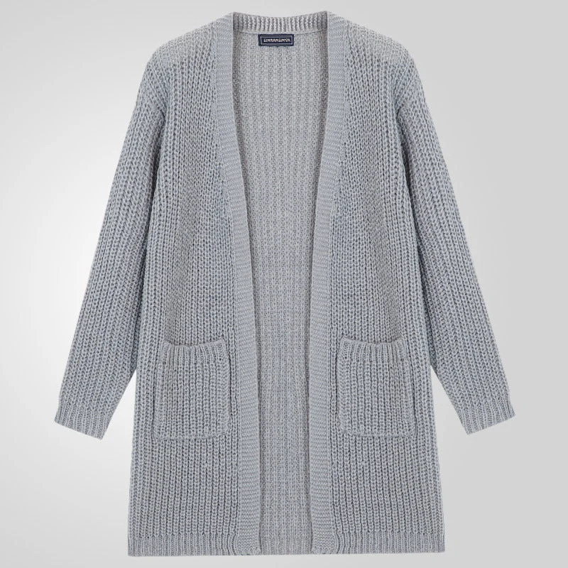 Herren Großer Strickcardigan mit tiefem Schnitt und strukturiertem Design