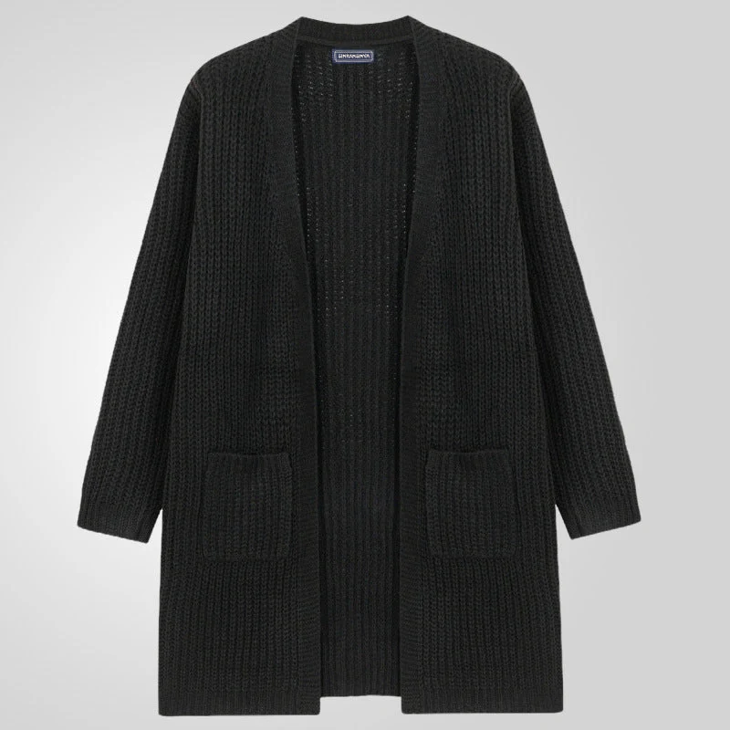 Herren Großer Strickcardigan mit tiefem Schnitt und strukturiertem Design