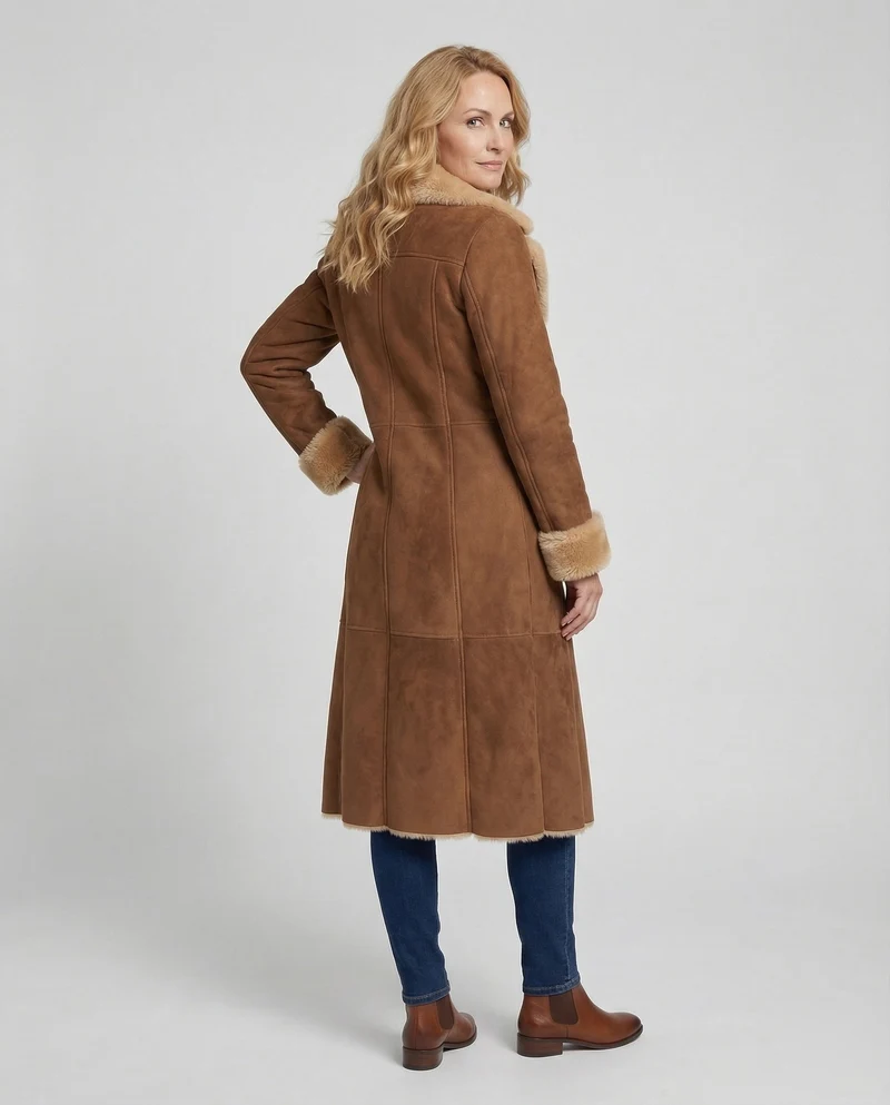 Damen Lammfelljacke mit breitem Kragen