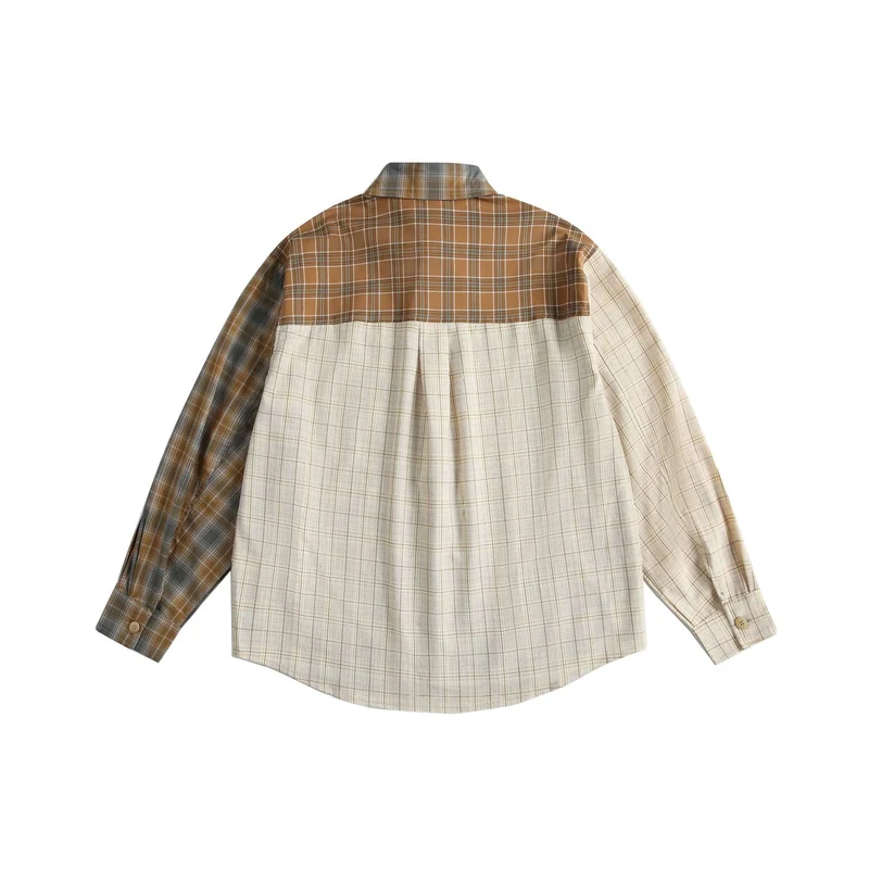 Herren Kariertes Patchwork-Hemd im Overshirt‑Stil Nord Taschen