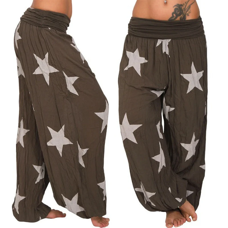 Damen lässige Palazzo-Hose mit Sternenmotiv Nord Taschen