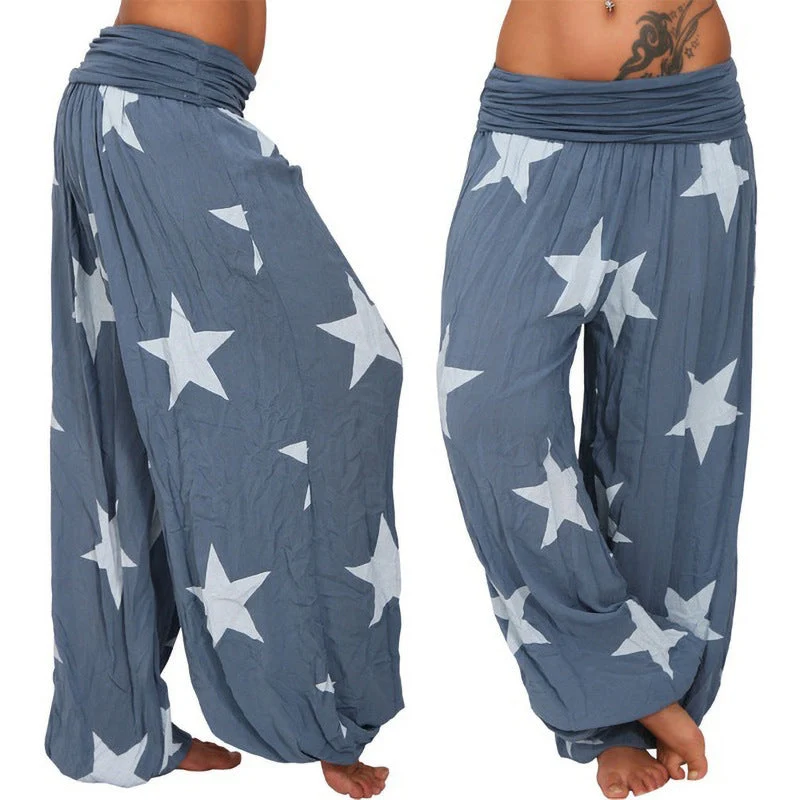 Damen lässige Palazzo-Hose mit Sternenmotiv Nord Taschen