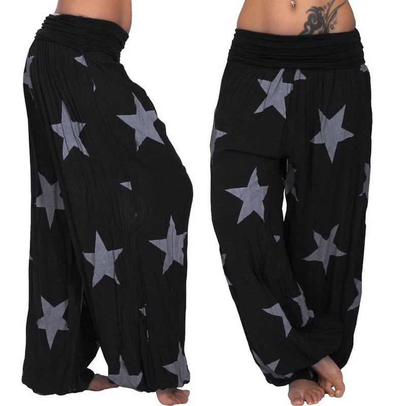 Damen lässige Palazzo-Hose mit Sternenmotiv Nord Taschen