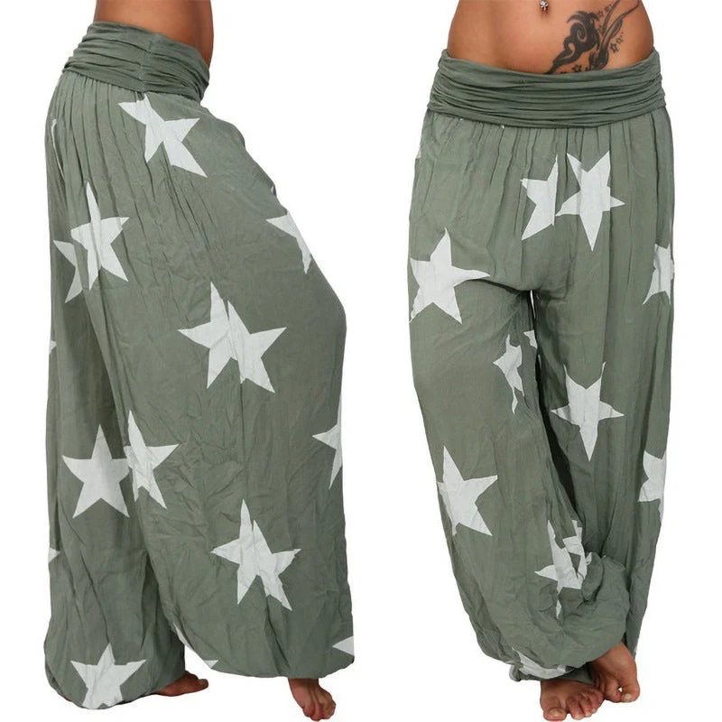 Damen lässige Palazzo-Hose mit Sternenmotiv Nord Taschen