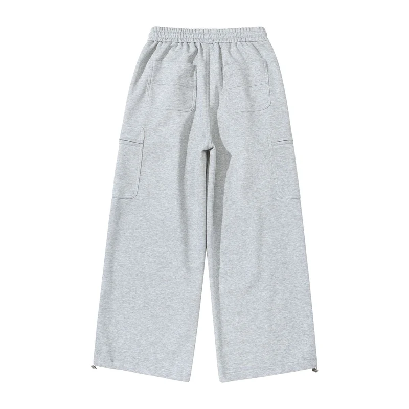 Damen Weite Cropped-Sweathose mit Tunnelzug, Cargo-Taschen und Reißverschluss-Details Nord Taschen