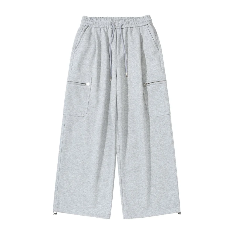 Damen Weite Cropped-Sweathose mit Tunnelzug, Cargo-Taschen und Reißverschluss-Details Nord Taschen