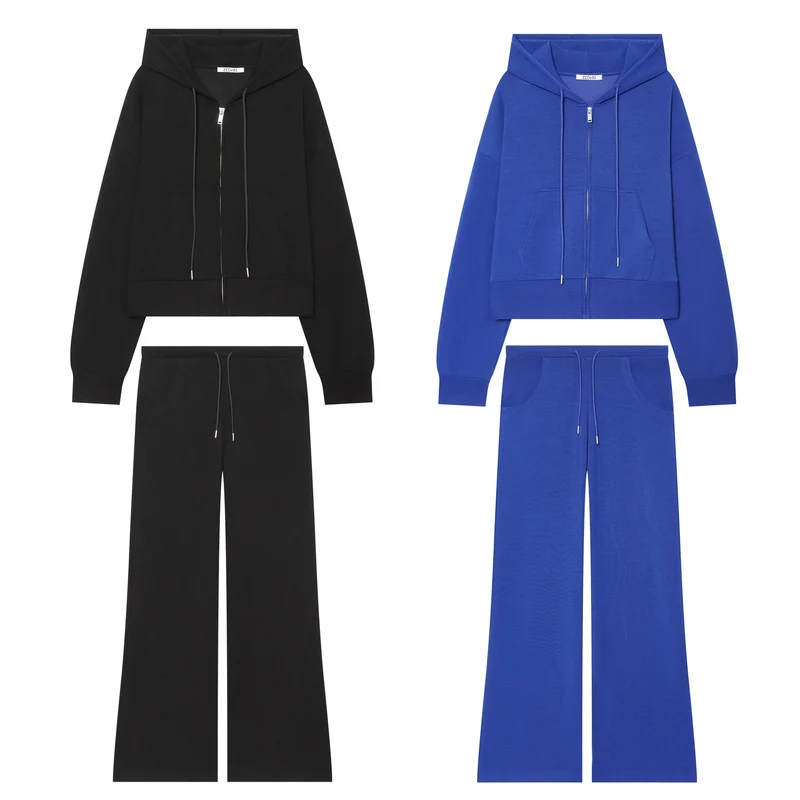 Damen Cropped Sweatjacke mit Metallreißverschluss, Kängurutasche und oversized Kapuze Nord Taschen
