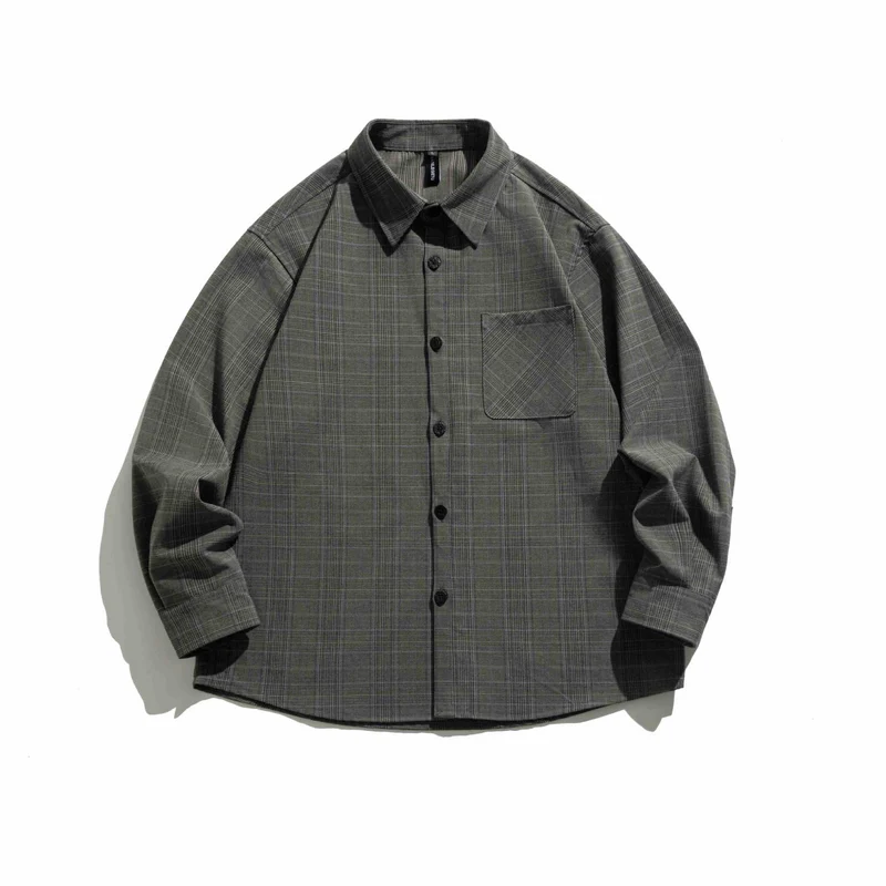 Herren Boxy Glencheck-Hemdjacke mit verlängertem Saum und aufgesetzter Brusttasche Nord Taschen