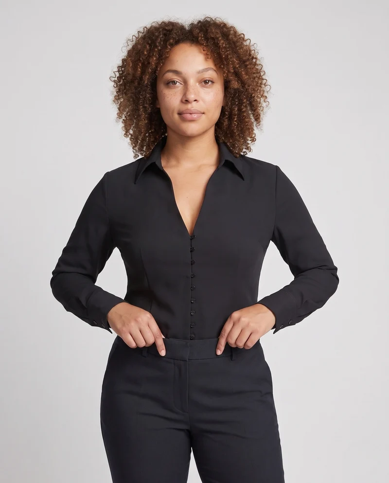 Damen Seidenähnliche Bluse mit Viskose-Mix und tailliertem Schnitt Nord Taschen