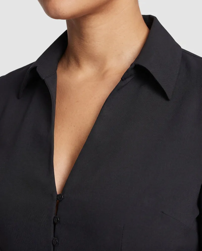 Damen Seidenähnliche Bluse mit Viskose-Mix und tailliertem Schnitt Nord Taschen