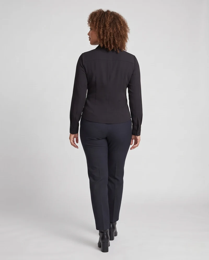 Damen Seidenähnliche Bluse mit Viskose-Mix und tailliertem Schnitt Nord Taschen