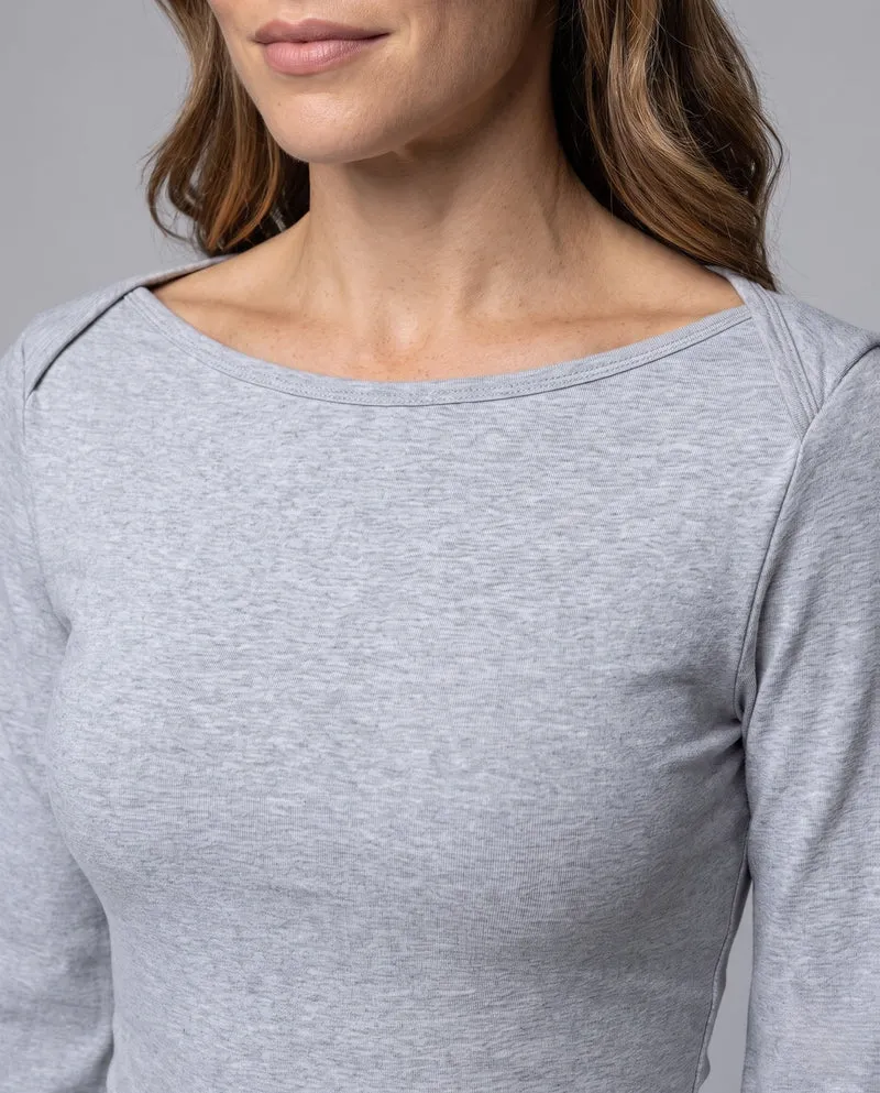 Frauen Langarm-Bodysuit mit Bootsausschnitt und zarter Borte Nord Taschen