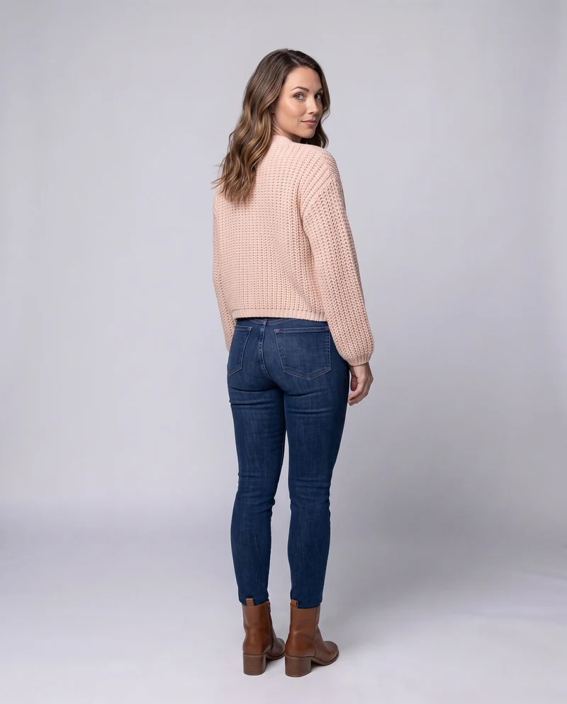 Damen Short Chunky Strickjacke mit Patten und dekorativen Metallknöpfen Nord Taschen