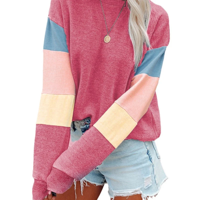 Damen Freizeitpullover mit buntem Ärmeldesign - Arvani
