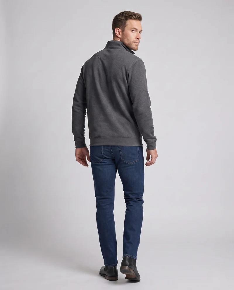 Herren Modernes Halbzip-Sweatshirt mit Stehkragen, Brusttasche und strukturierten Oberfläche Nord Taschen