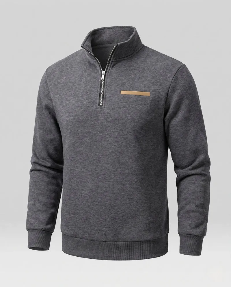 Herren Modernes Halbzip-Sweatshirt mit Stehkragen, Brusttasche und strukturierten Oberfläche Nord Taschen
