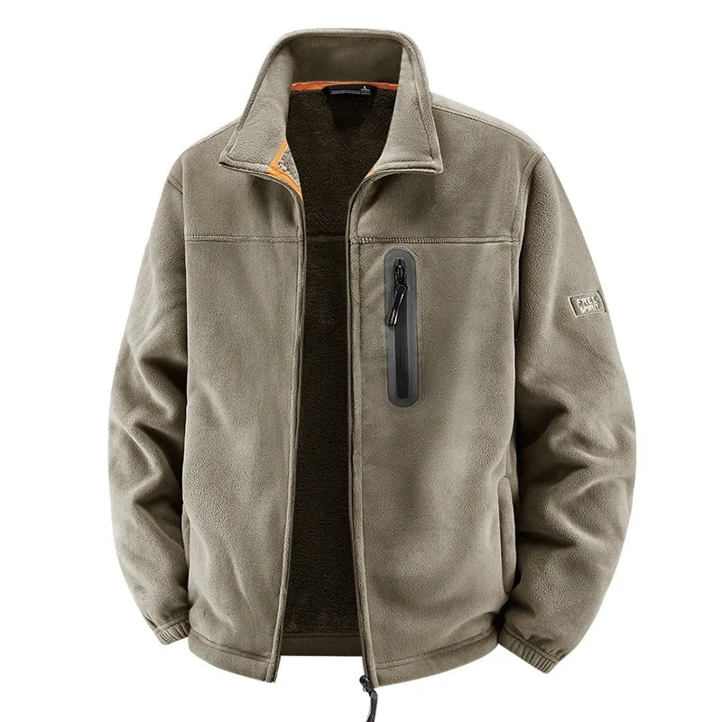 Herren Thermo-Fleece-Outdoorjacke mit Teddy-Innenfutter, Brustreißverschluss & windabweisender Oberfläche Nord Taschen