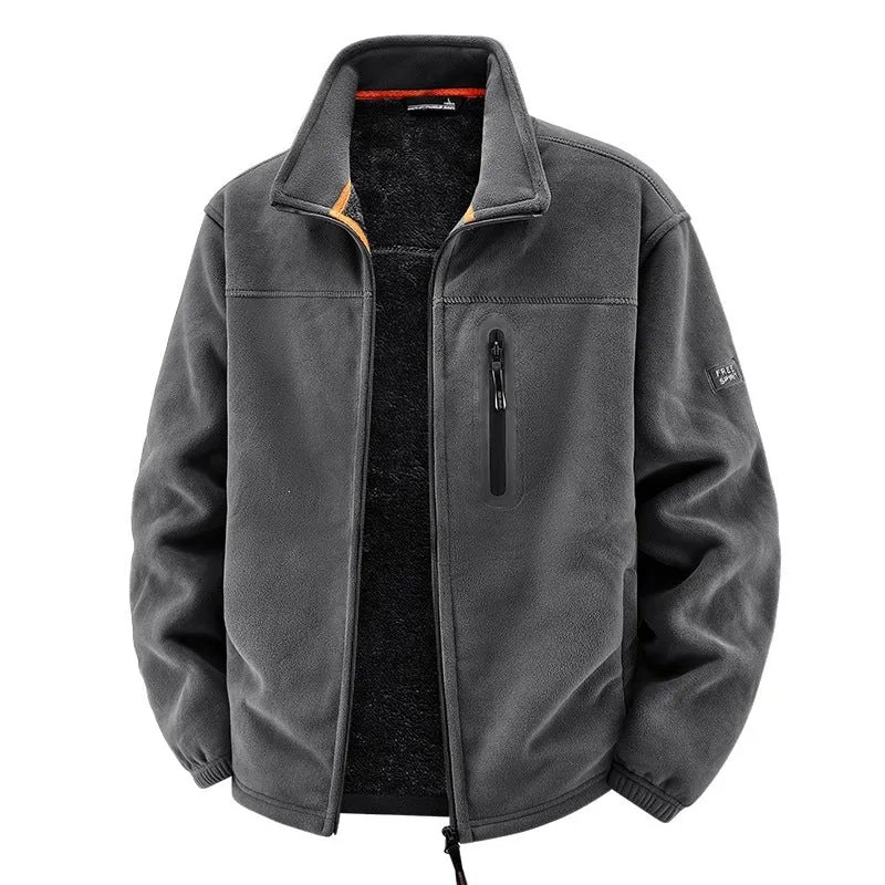 Herren Thermo-Fleece-Outdoorjacke mit Teddy-Innenfutter, Brustreißverschluss & windabweisender Oberfläche Nord Taschen