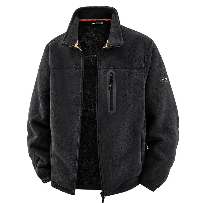 Herren Thermo-Fleece-Outdoorjacke mit Teddy-Innenfutter, Brustreißverschluss & windabweisender Oberfläche Nord Taschen