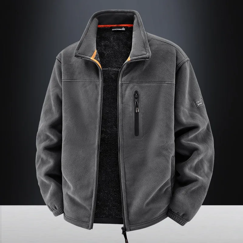 Herren Thermo-Fleece-Outdoorjacke mit Teddy-Innenfutter, Brustreißverschluss & windabweisender Oberfläche Nord Taschen