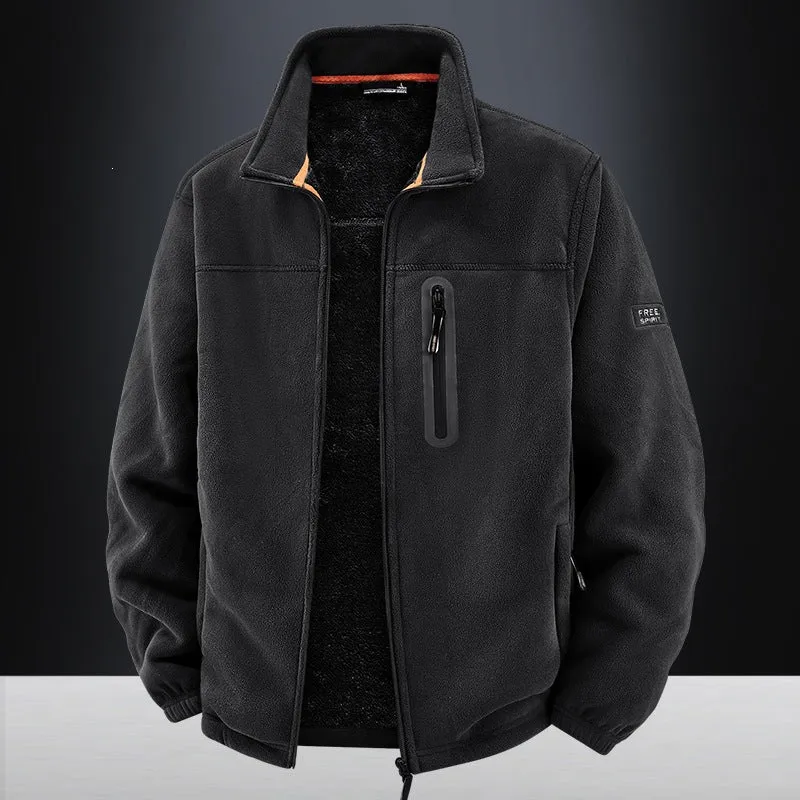 Herren Thermo-Fleece-Outdoorjacke mit Teddy-Innenfutter, Brustreißverschluss & windabweisender Oberfläche Nord Taschen