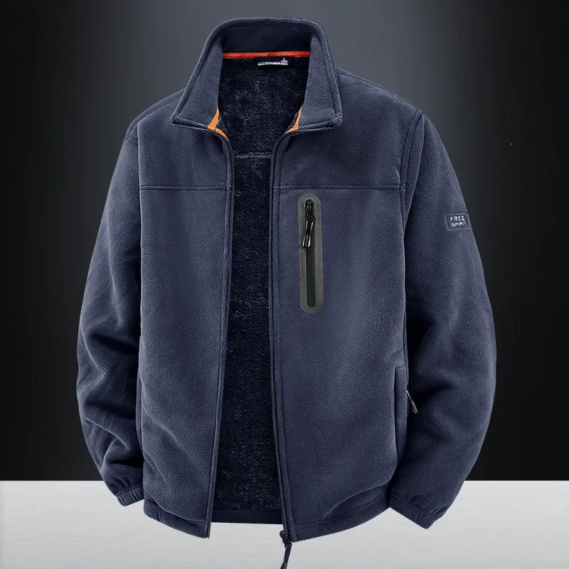 Herren Thermo-Fleece-Outdoorjacke mit Teddy-Innenfutter, Brustreißverschluss & windabweisender Oberfläche Nord Taschen