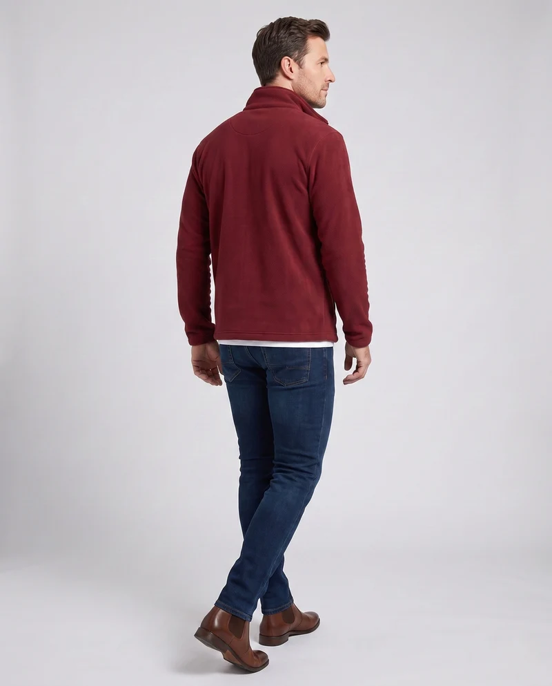 Herren Warm Fleece Trainingsjacke mit Stehkragen, Voller Reißverschluss und Logo-Stickerei