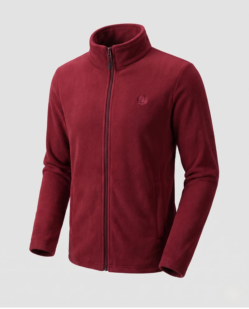Herren Warm Fleece Trainingsjacke mit Stehkragen, Voller Reißverschluss und Logo-Stickerei