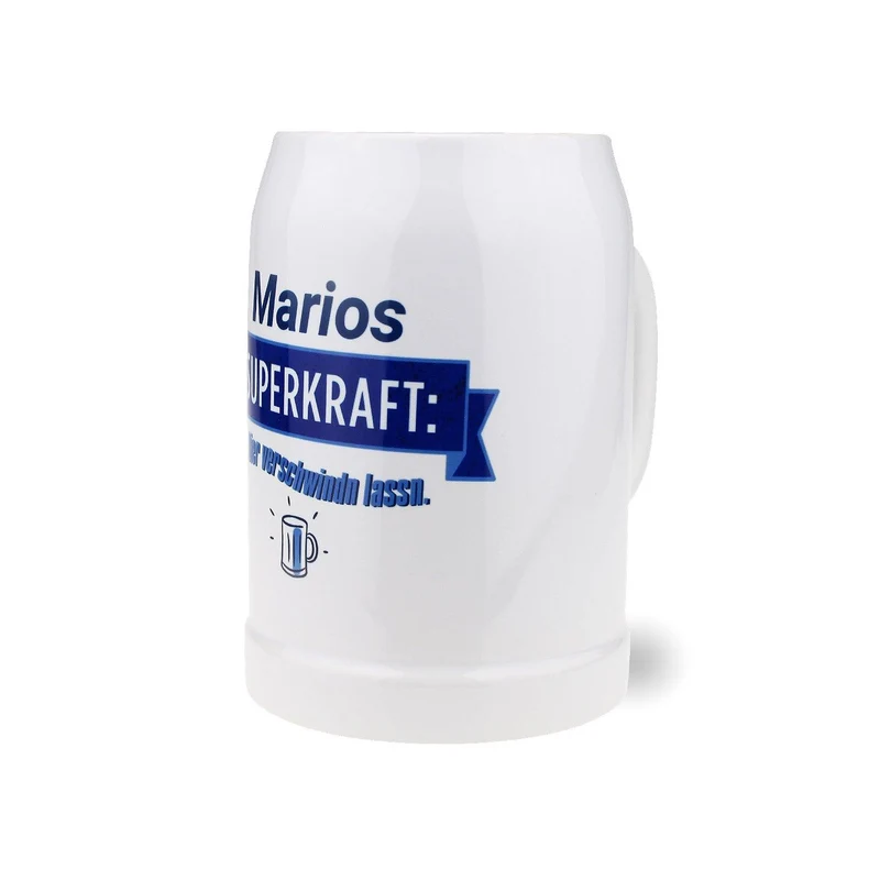 Bierkrug "Superkraft" mit Wunschname