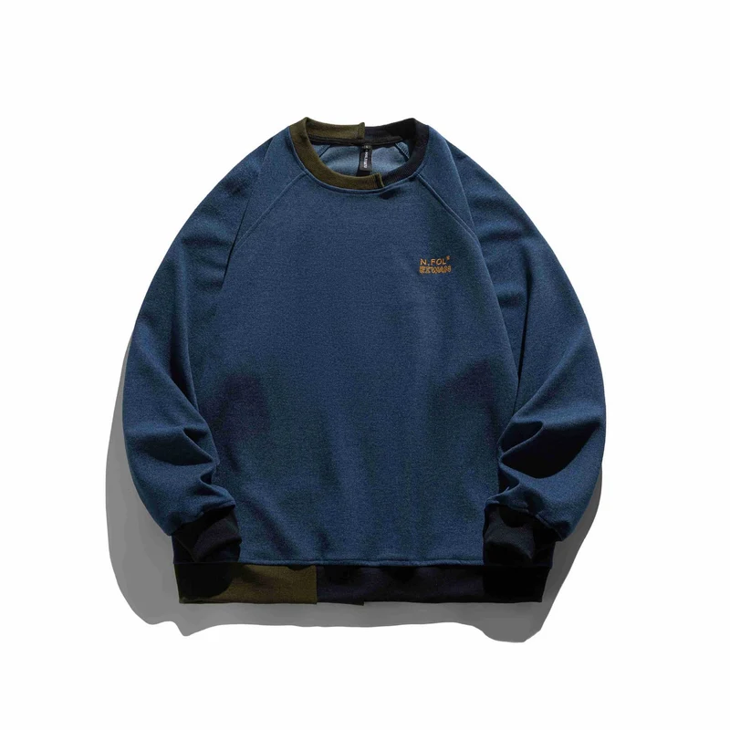 Herren Komfortabler Baumwoll-Sweatshirt mit Kontrastbündchen und Sticklogo Nord Taschen