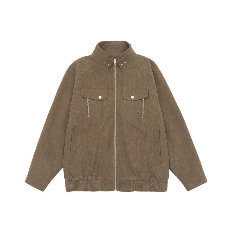 Herren Kurzjacke aus Teddy‑Fleece mit Stehkragen, aufgesetzten Brusttaschen und durchgehendem Reißverschluss Nord Taschen