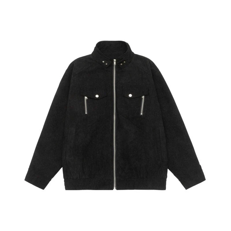 Herren Kurzjacke aus Teddy‑Fleece mit Stehkragen, aufgesetzten Brusttaschen und durchgehendem Reißverschluss Nord Taschen