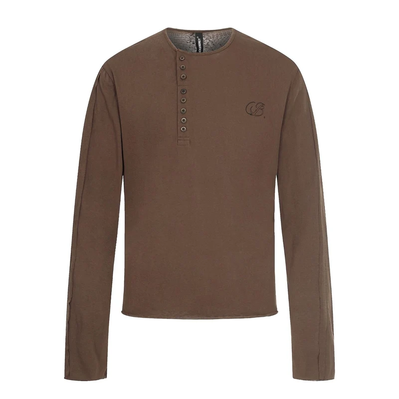 Herren Langarm-Henleyshirt mit asymmetrischer Knopfleiste und leichtem Relaxed Fit Nord Taschen