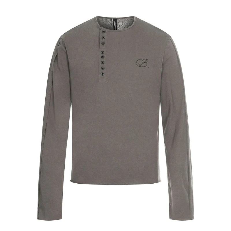 Herren Langarm-Henleyshirt mit asymmetrischer Knopfleiste und leichtem Relaxed Fit Nord Taschen